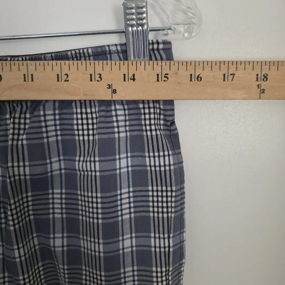 Hanes Woven Sleep Shorts Blue Plaid‎ Stretch Drawstring Mens Medium NEW NWOT